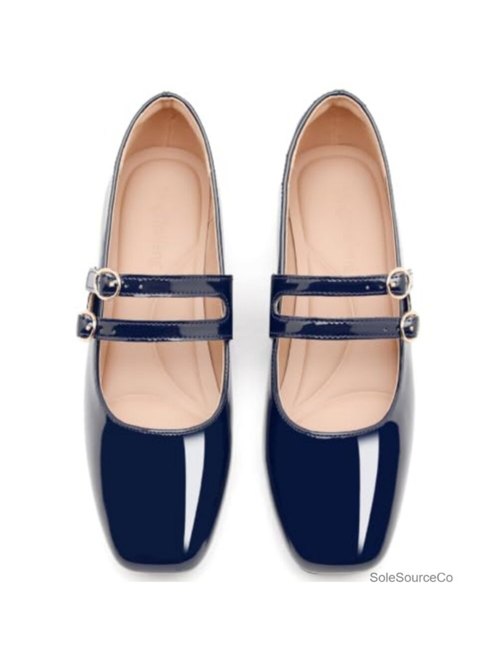Mary Jane Flats Square Toe Ballet Flats Double Buckle Casual